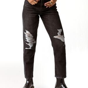 RSQ | 90's Jean High Waist Fade Black Wash Distressed Jeans